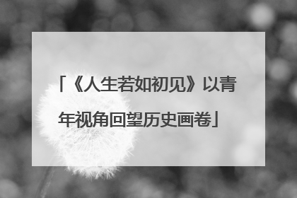《人生若如初见》以青年视角回望历史画卷