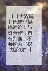 「世界说」巴哈马媒体社论：与谁合作，自有判断，不会沦为“权力游戏”