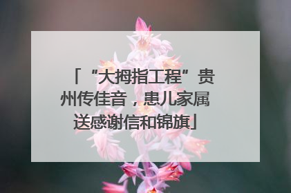 “大拇指工程”贵州传佳音，患儿家属送感谢信和锦旗