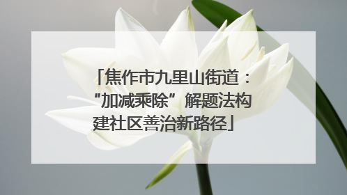 焦作市九里山街道：“加减乘除”解题法构建社区善治新路径