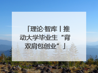 理论·智库丨推动大学毕业生“背双肩包创业”