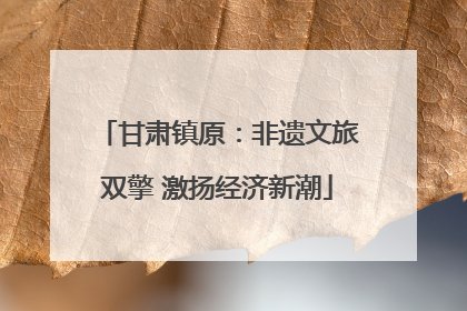 甘肃镇原：非遗文旅双擎 激扬经济新潮