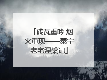 砖瓦重吟 烟火重现——泰宁老宅涅槃记