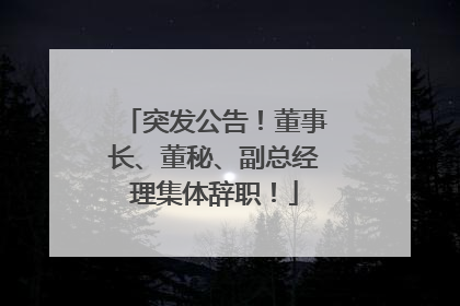 突发公告！董事长、董秘、副总经理集体辞职！