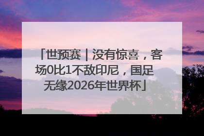 世预赛｜没有惊喜，客场0比1不敌印尼，国足无缘2026年世界杯