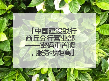 中国建设银行商丘分行营业部——密码重置暖，服务零距离