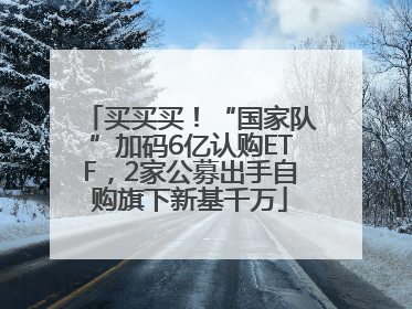 买买买！“国家队”加码6亿认购ETF，2家公募出手自购旗下新基千万