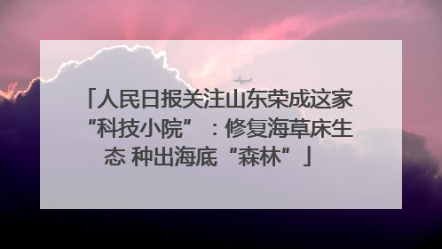 人民日报关注山东荣成这家“科技小院”：修复海草床生态 种出海底“森林”