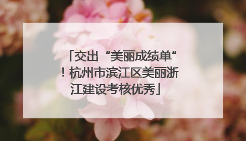 交出“美丽成绩单”！杭州市滨江区美丽浙江建设考核优秀