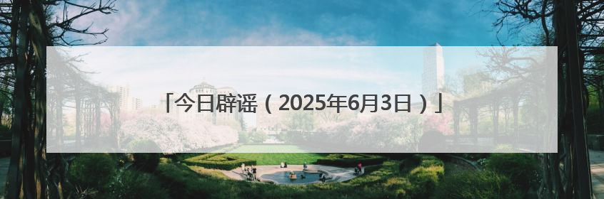 今日辟谣（2025年6月3日）