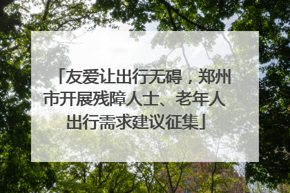友爱让出行无碍，郑州市开展残障人士、老年人出行需求建议征集