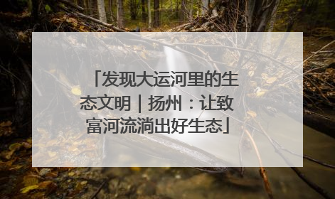 发现大运河里的生态文明｜扬州：让致富河流淌出好生态