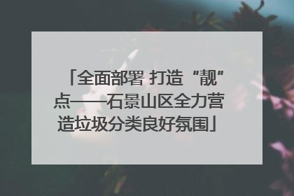全面部署 打造“靓” 点——石景山区全力营造垃圾分类良好氛围