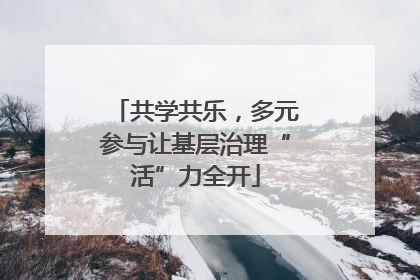 共学共乐，多元参与让基层治理“活”力全开