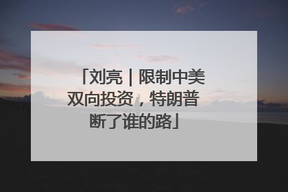 刘亮｜限制中美双向投资，特朗普断了谁的路