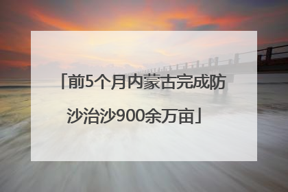 前5个月内蒙古完成防沙治沙900余万亩