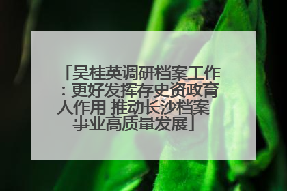 吴桂英调研档案工作：更好发挥存史资政育人作用 推动长沙档案事业高质量发展