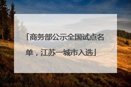 商务部公示全国试点名单，江苏一城市入选