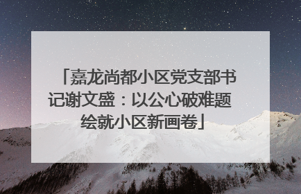 嘉龙尚都小区党支部书记谢文盛：以公心破难题 绘就小区新画卷