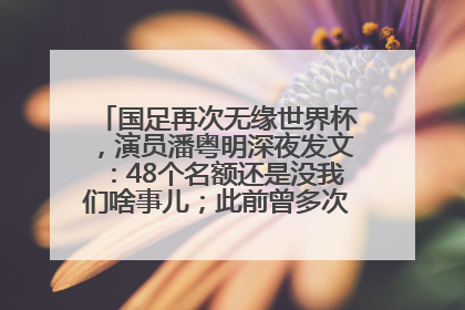 国足再次无缘世界杯，演员潘粤明深夜发文：48个名额还是没我们啥事儿；此前曾多次为国足发声