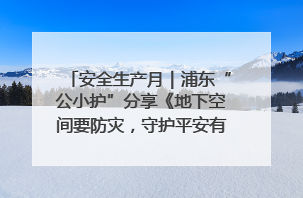 安全生产月｜浦东“公小护”分享《地下空间要防灾，守护平安有我在》安全谣