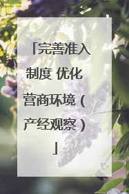 完善准入制度 优化营商环境（产经观察）