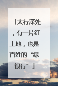 太行深处，有一片红土地，也是百姓的“绿银行”
