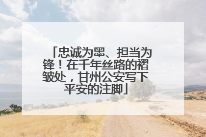 忠诚为墨、担当为锋！在千年丝路的褶皱处，甘州公安写下平安的注脚