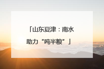 山东夏津：南水助力“吨半粮”