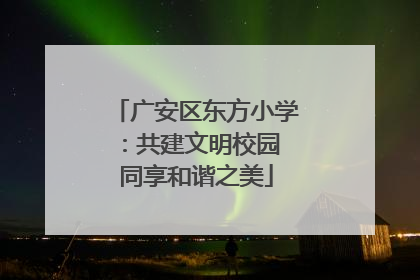 广安区东方小学：共建文明校园 同享和谐之美