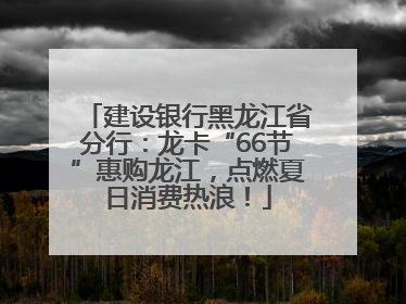 建设银行黑龙江省分行：龙卡“66节”惠购龙江，点燃夏日消费热浪！