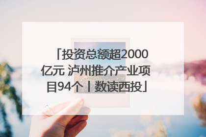 投资总额超2000亿元 泸州推介产业项目94个丨数读西投