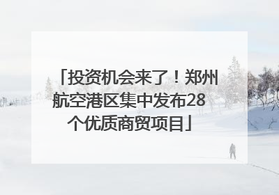 投资机会来了！郑州航空港区集中发布28个优质商贸项目