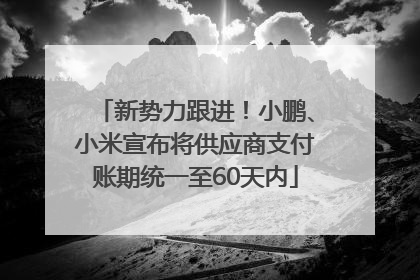 新势力跟进！小鹏、小米宣布将供应商支付账期统一至60天内