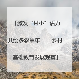 激发“村小”活力 共绘多彩童年——乡村基础教育发展观察