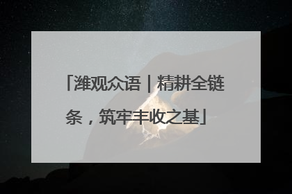 潍观众语｜精耕全链条，筑牢丰收之基