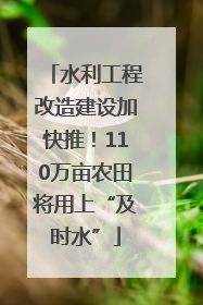 水利工程改造建设加快推！110万亩农田将用上“及时水”