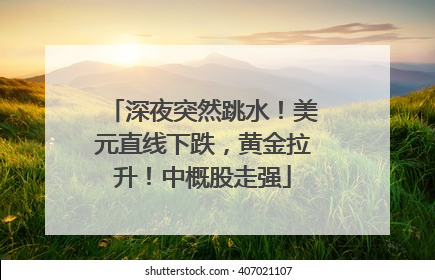 深夜突然跳水！美元直线下跌，黄金拉升！中概股走强