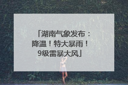 湖南气象发布：降温！特大暴雨！9级雷暴大风