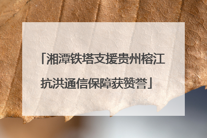 湘潭铁塔支援贵州榕江抗洪通信保障获赞誉