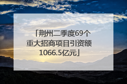 荆州二季度69个重大招商项目引资额1066.5亿元