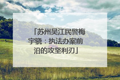 苏州吴江民警梅宇骁：执法办案前沿的攻坚利刃