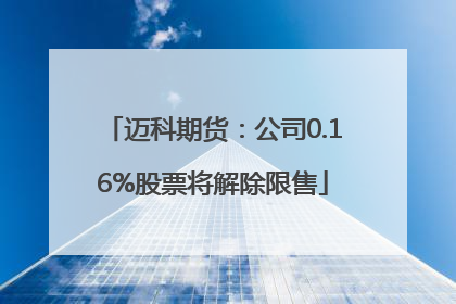 迈科期货：公司0.16%股票将解除限售