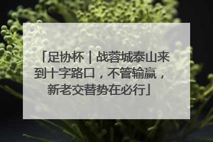 足协杯｜战蓉城泰山来到十字路口，不管输赢，新老交替势在必行