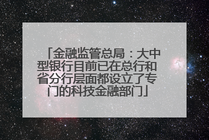 金融监管总局：大中型银行目前已在总行和省分行层面都设立了专门的科技金融部门