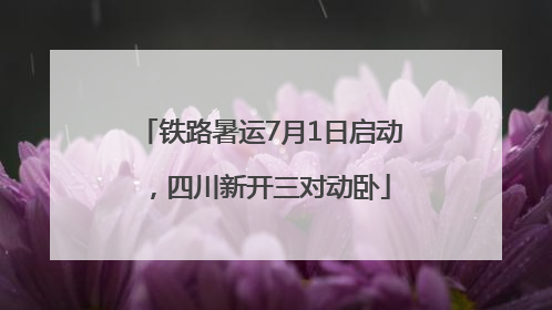 铁路暑运7月1日启动，四川新开三对动卧