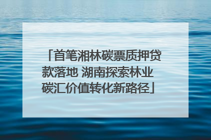 首笔湘林碳票质押贷款落地 湖南探索林业碳汇价值转化新路径