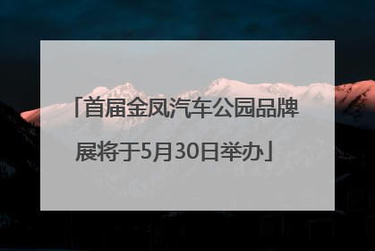 首届金凤汽车公园品牌展将于5月30日举办